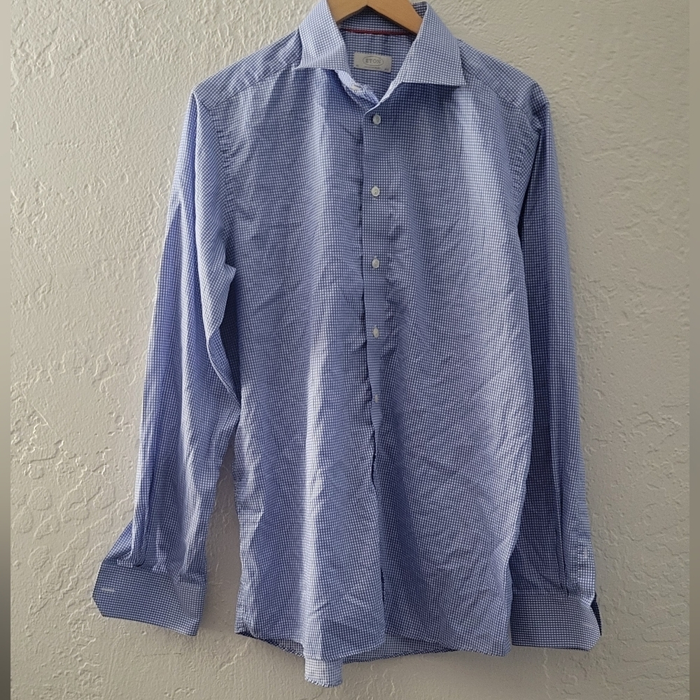 Eton Checkered Dress Shirt Size 42 16½